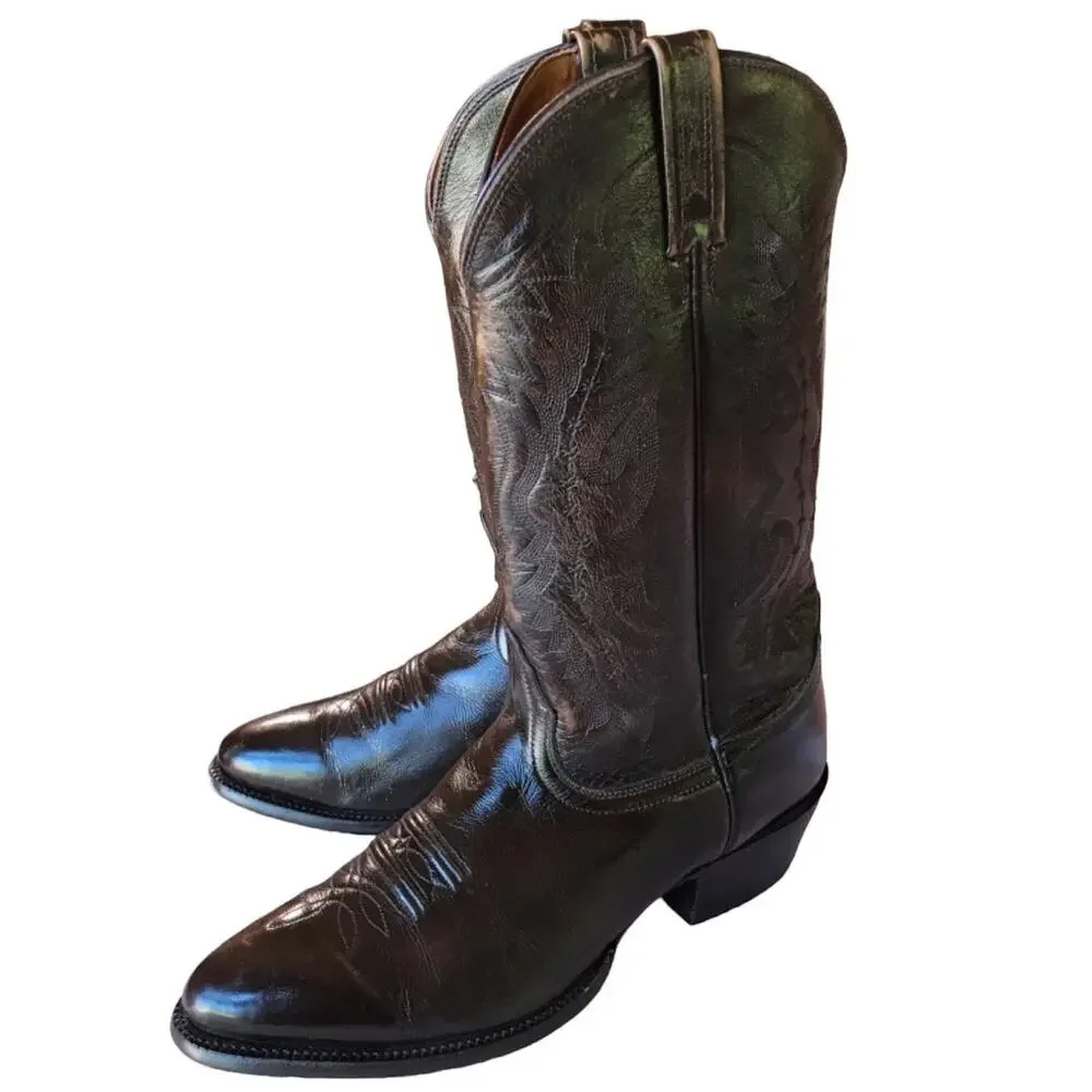 Nacona Mens Dark Walnut Imperial Calf Western Boots size 10 D